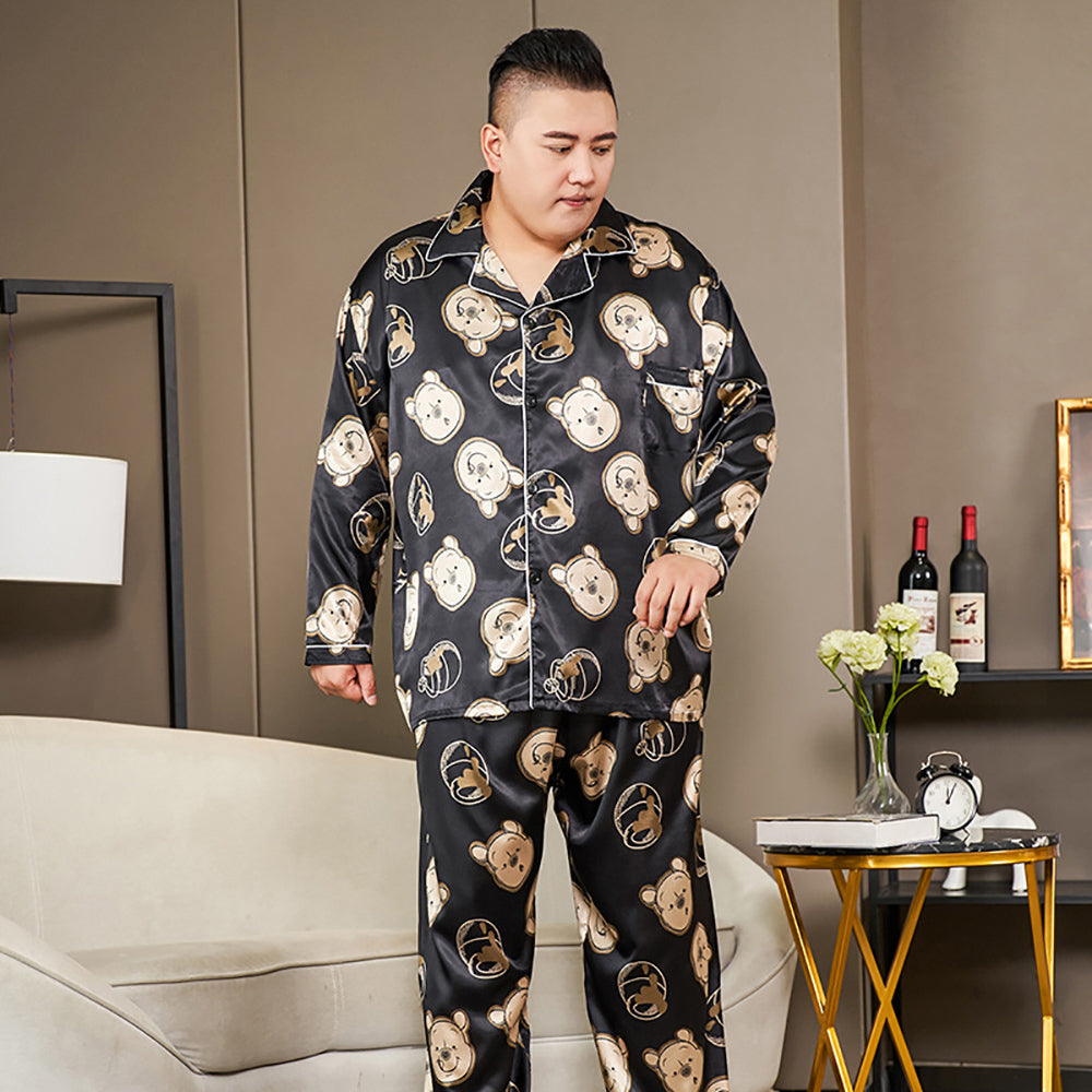 5XL Big Size Pajamas For Men 165KG Spring Summer Ice Silk Satin Cool Pajama Man image 14
