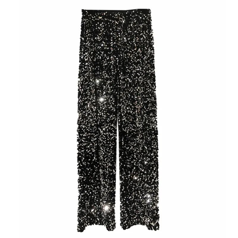 The New Women's Fashion Trendy Sparkling Gold Pants Relaxation of Tall Waist Wi image 5