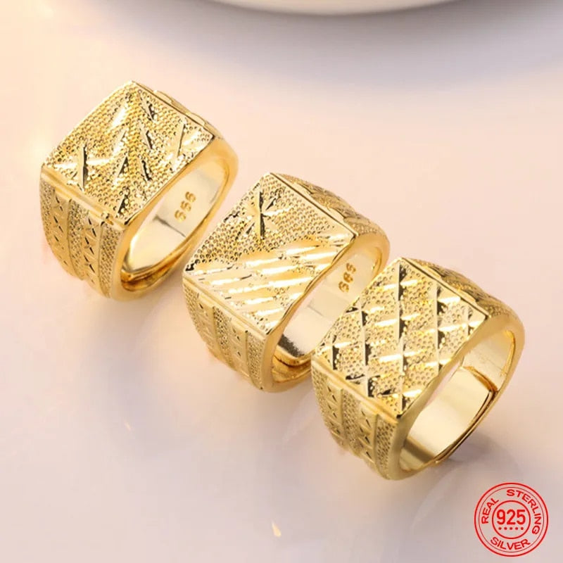 24K Gold Ring For Women Men Wedding Jewelry Accessories Wholesale image 1