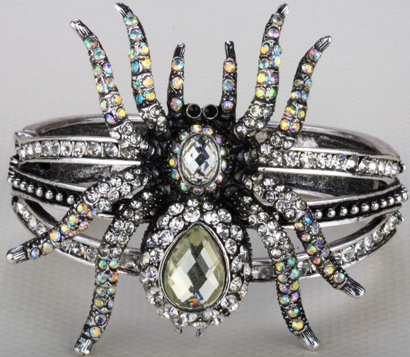 Spider bangle bracelet halloween bling jewelry gifts for women antique gold image 5