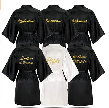 new Rose Gold bathrobe bride satin robe women getting married bride hen party image 3