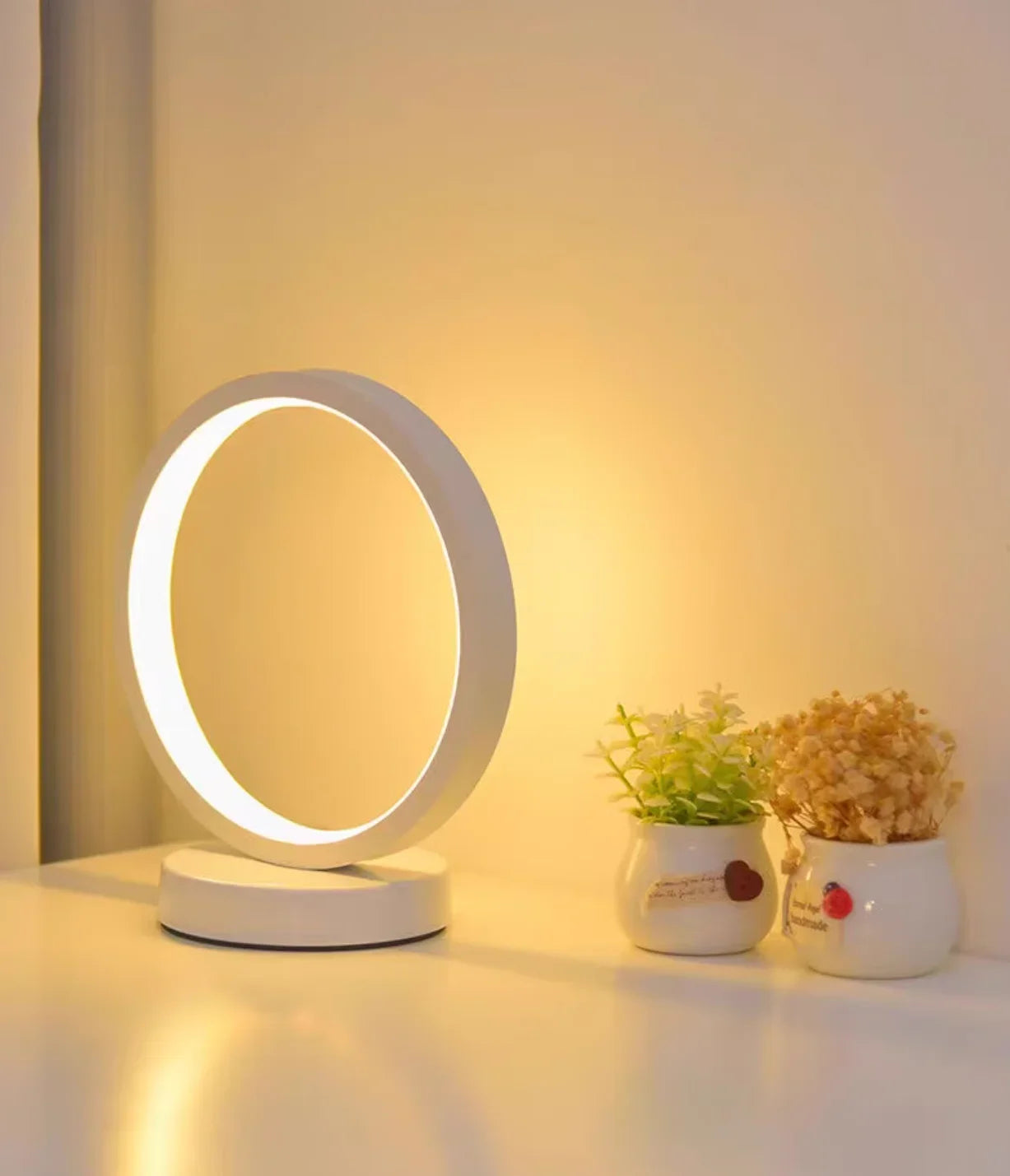 20CM LED Simple Circular Ring Table Lamp Bedroom Bedside Living Room Restaurant image 1