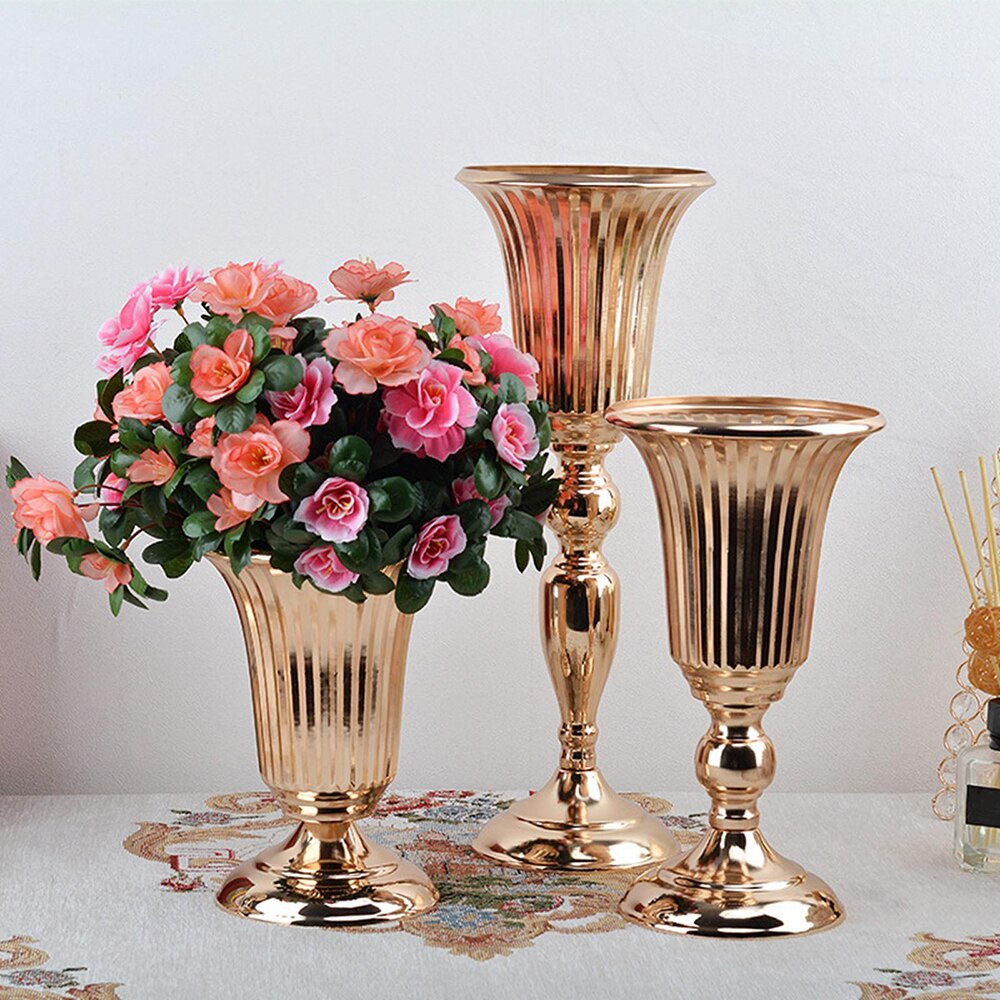 Golden Candlestick Table Top Decoration European Style Flower Vase Decoration S image 1