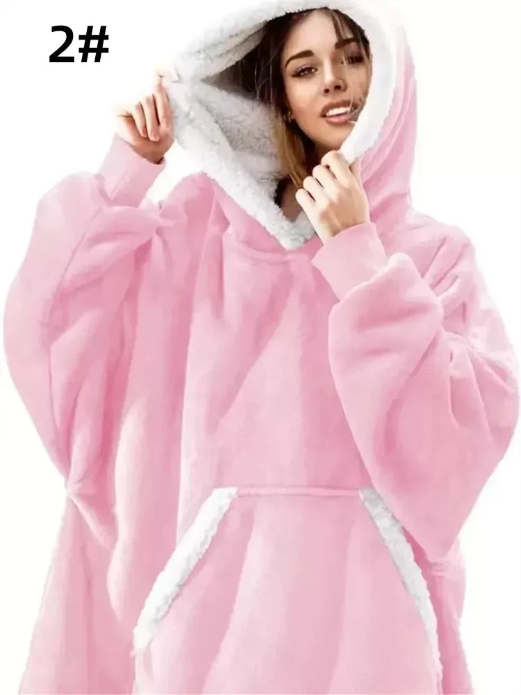 Winter Hoodies Sweatshirt Women Men Pullover Fleece Giant TV Oversized Blanket image 18