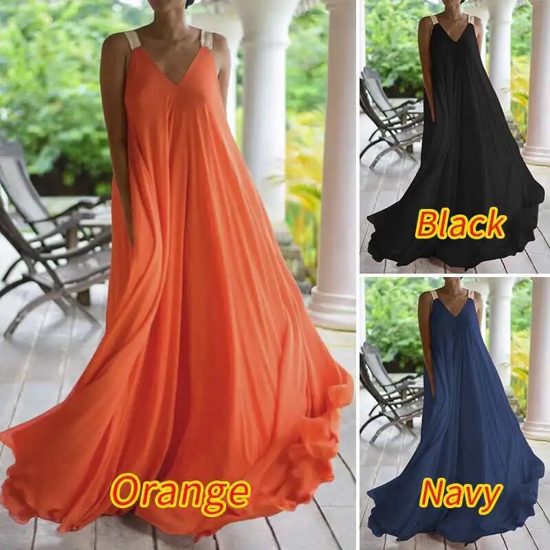 Orange Vintage Casual Loose Lace Up Boho Beach Dress Women 2024 Summer Party We image 1