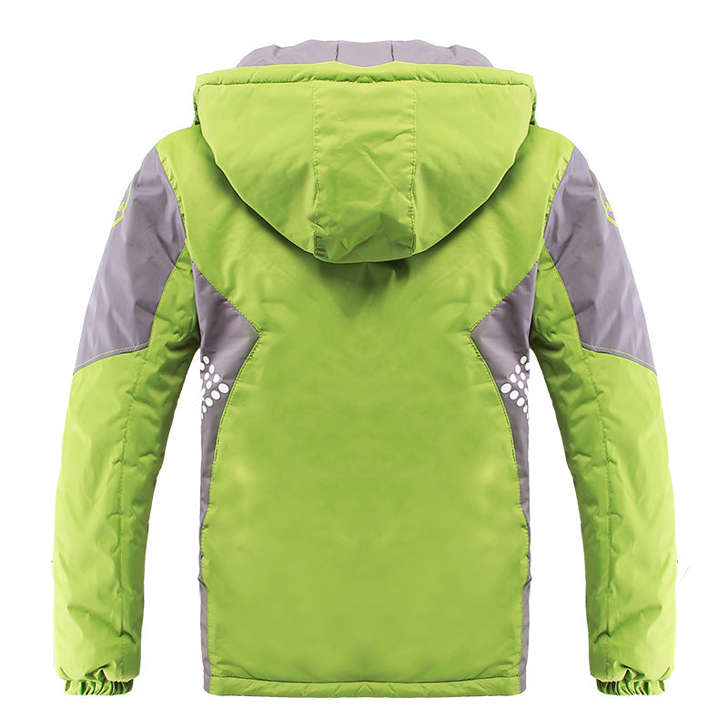 Waterproof Girls Boys Rain Jacket Patchwork Print Kids Outfits Fleece Child Coa image 5