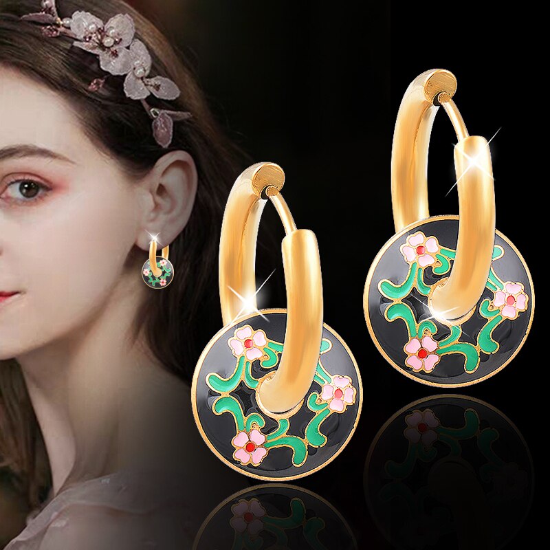 SINLEERY Colorful Enamel 316L Stainless Steel Gold Color Hoop Earrings For Wome image 9