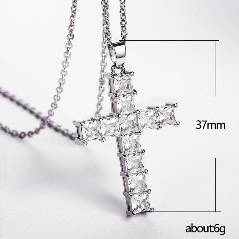 New Fashion Necklaces Female Pendants Gold Multi Color Crystal Jesus Cross Pend image 7