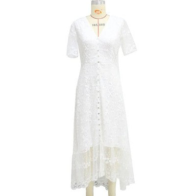 Women Evening Dresses Half Sleeve Hollow Out Party Dress Elegant Women