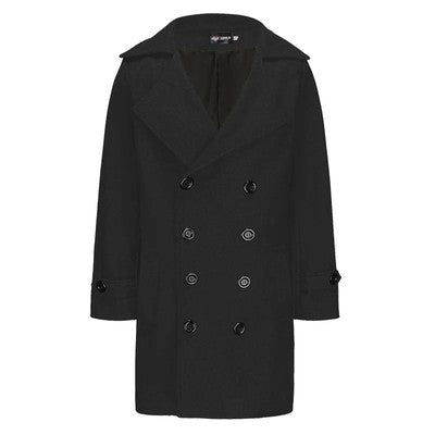 Classic Wool Blend Peacoat with Notched Lapel and Button Closure for M
