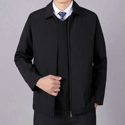 Men'S Autumn And Winter Business Coat Casual Stand Up Collar Long Zipp