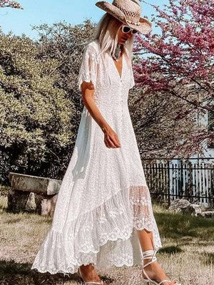 Women Evening Dresses Half Sleeve Hollow Out Party Dress Elegant Women