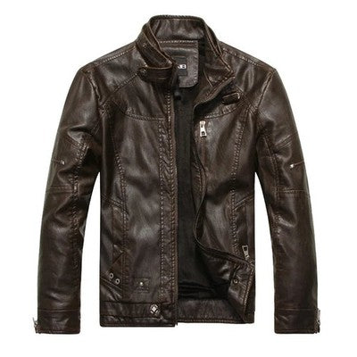 Male Retro American Style Leather Jacket Streetwear Men Outerwear Leat
