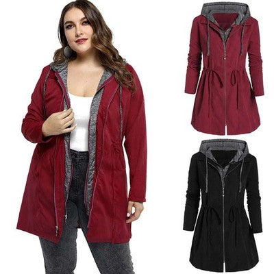 Patchwork Winter Hooded Winter Jackets For Women Plus Size Slimming Wa