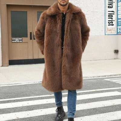 Women Faux Fur Hooded Parka Coat Stylish Solid Color Zipper Front Warm