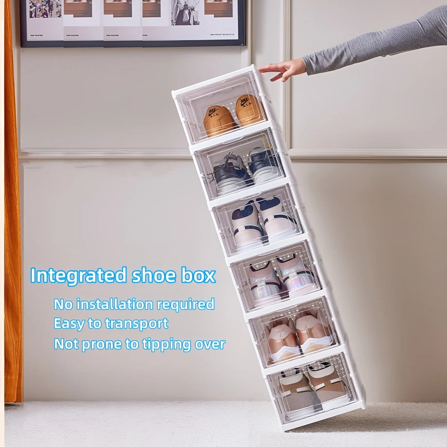 6 Layers Shoes Box Foldable Transparent Sneaker Shoe Storage Organizers Box Sta image 4
