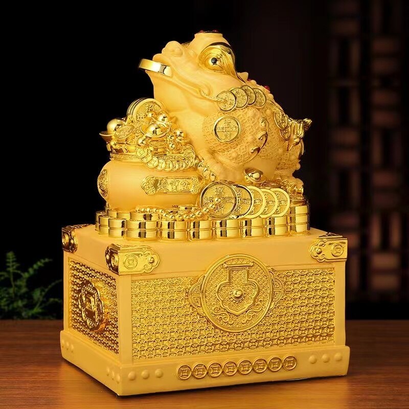 Mascot Golden Toad Piggy Bank Large Capacity Fortune Gathering Box Luxury Home image 1