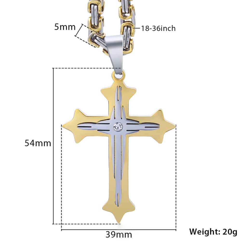 Cross Pendant Necklaces for Men Stainless Steel Gold Color Black Silver color B image 6