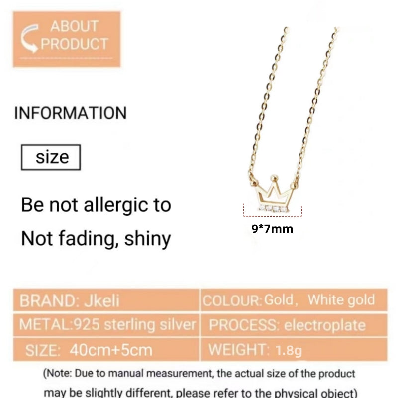 New S925 Sterling Silver Plated 14K Gold Necklace Exquisite and Small with Zirc image 4