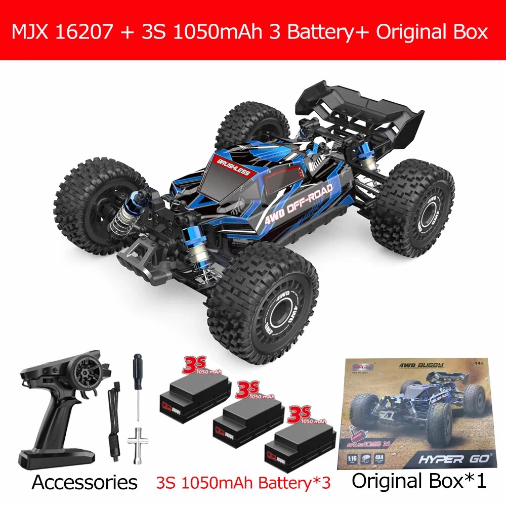 70KM/H MJX 16207 16208 1/16 RC Car Hyper Go Brushless 4WD Racing Car Electric O image 2