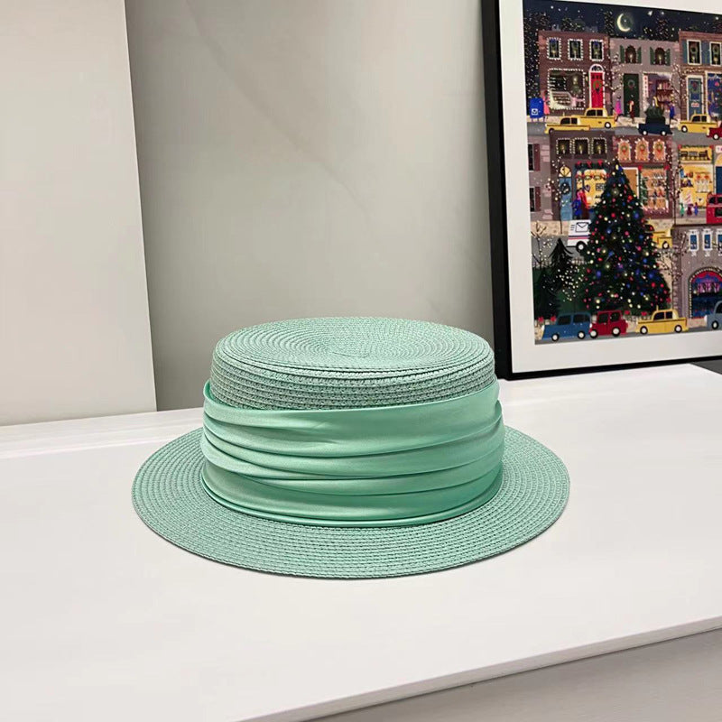 5cm brim summer straw hat for women with sun shading and sun protection flat to image 6