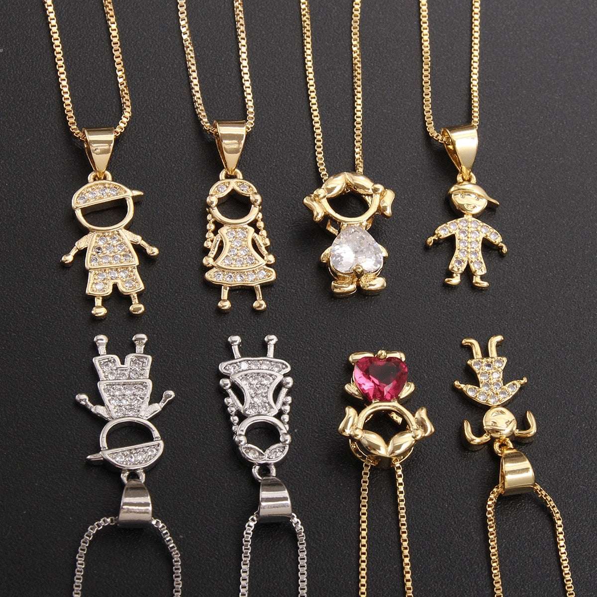 MHS.SUN Fashion Boys And Girls Charm Necklace Gold Plated ZC Zircon Hollow Pend image 13
