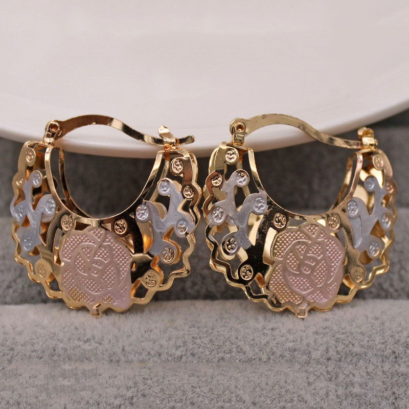 Trendy Gold Color Hollow Out Hoop Earrings For Women Fashion Jewelry Accessori image 1