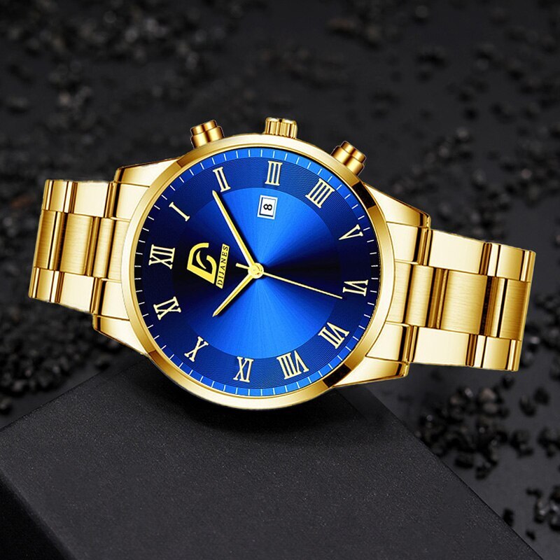 Fashion Mens Gold Stainless Steel Watches Luxury Minimalist Quartz Wrist Watch image 4