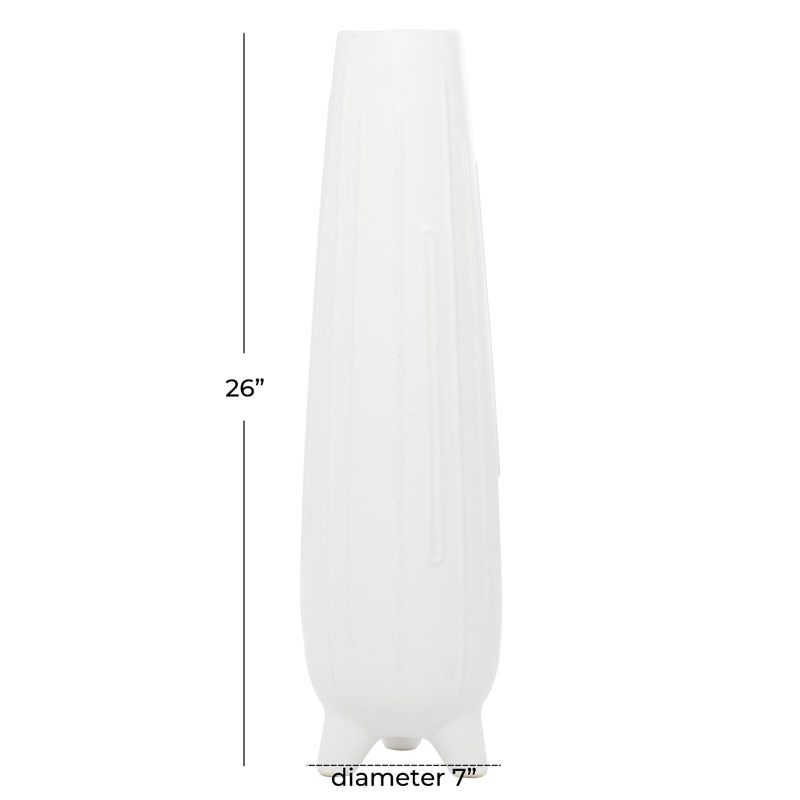 26" Handmade White Ceramic Vase with Feet for Plants Table Decoration image 2