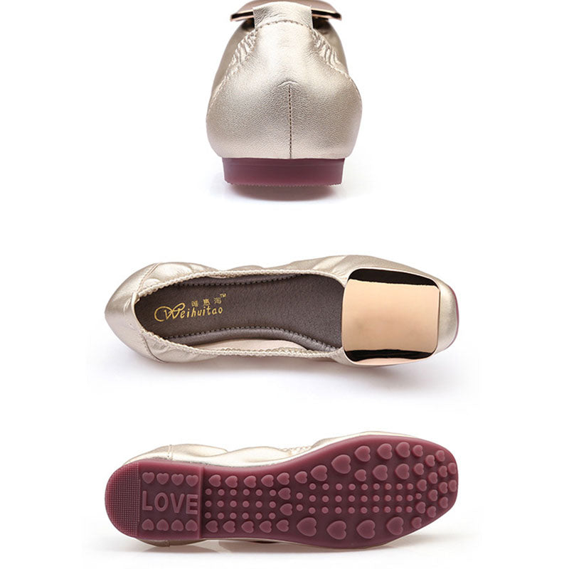 Woman Retro Spring Square Toe Cute Gold Mary Jane Comfortable Soft Soled Shoes image 6