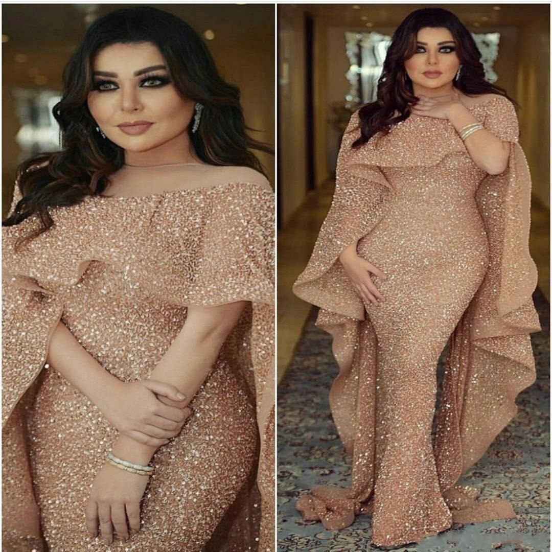 2023 Y2K 2023 New Glitter shawl Rose Gold Evening Dress Long Sleeve Luxury image 6