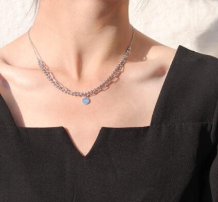 Titanium With 18 K Gold Layered Chain Good Luck Necklaces Women Jewelry Punk D image 1