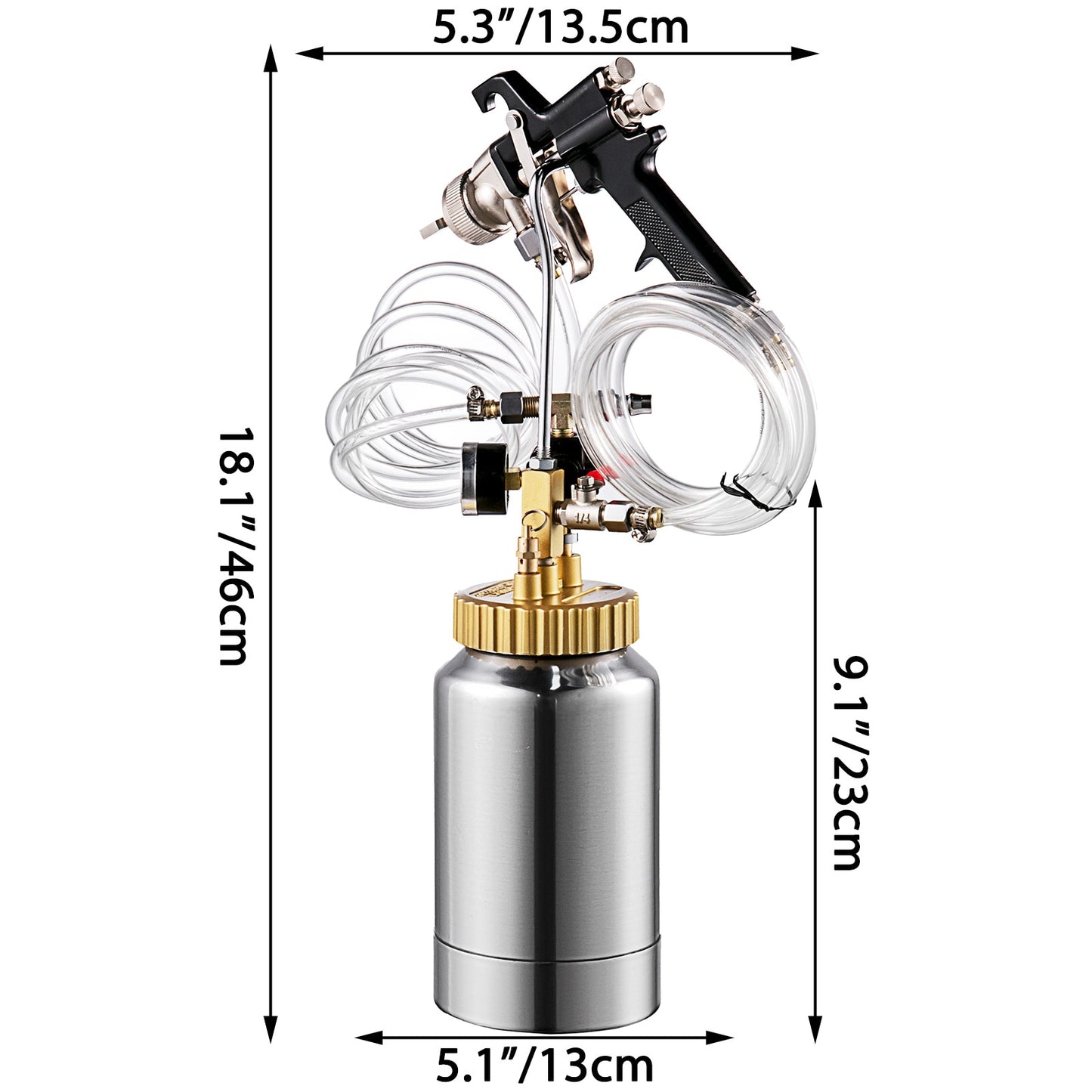 VEVOR 2L 2 Quart Pressure Pot Tank Kit with Pipe 1.8mm Nozzle Pressure Paint Sp image 5