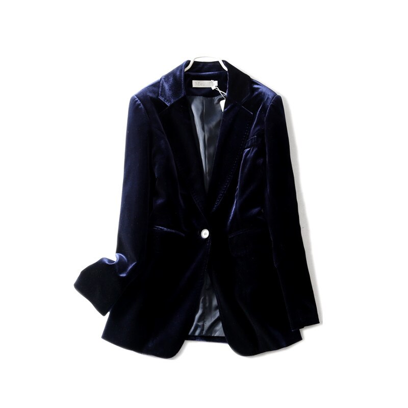 Jacket For Women 2022 Spring And Autumn New One Button Gold Velvet Pocket image 2