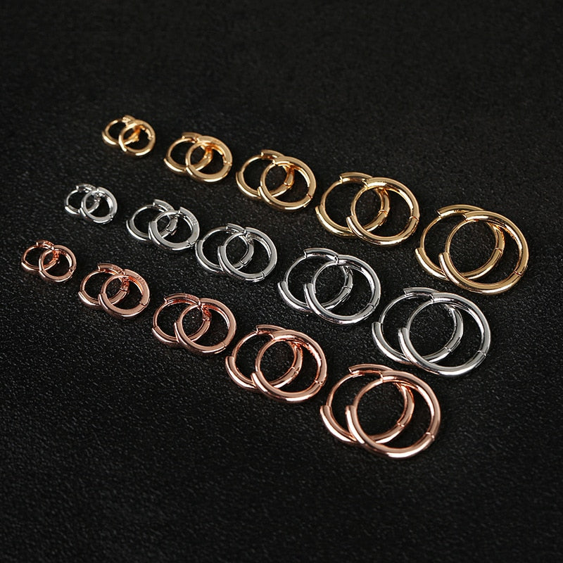 1Pair Single Minimal Gold Color Tiny Cartilage Hoop Earrings Stainless Steel Tr image 20