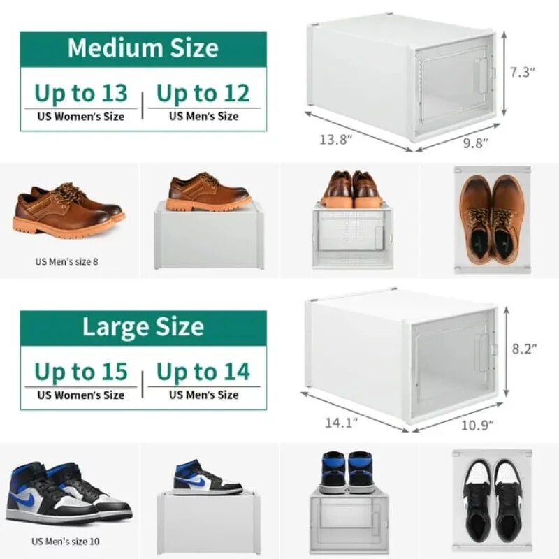 18 Pack Shoe Storage Box, Large Case Set Sneaker Organizers, White image 1