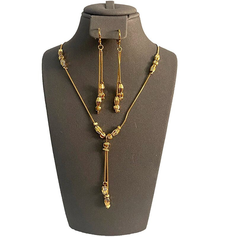 Fashion Charms Ball Sets Gold Color,Small Beads Dubai Necklace Earrings for Wom image 11
