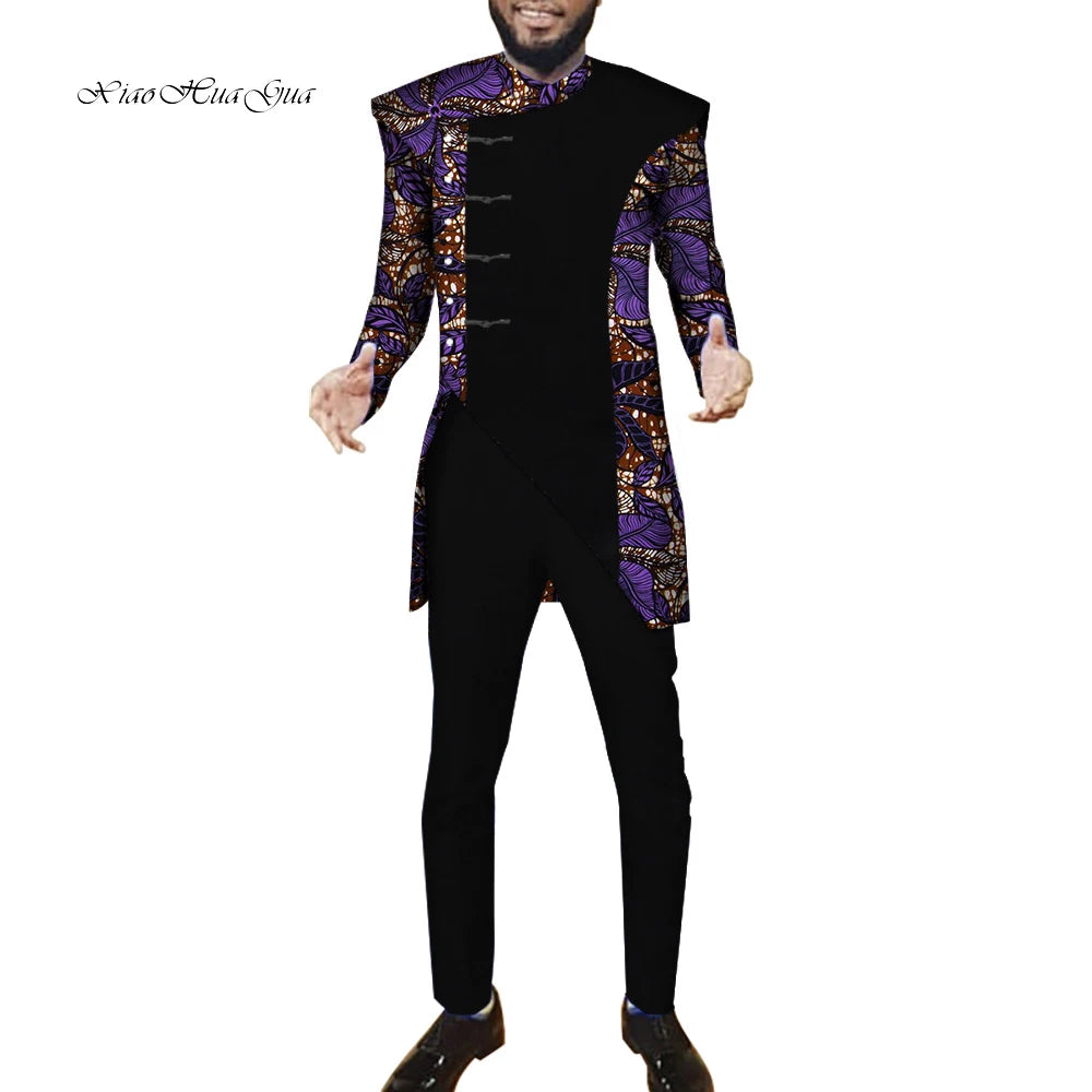 African Men Suits Sets Tops+Trousers Fashion Printing African Clothes for Men F image 12