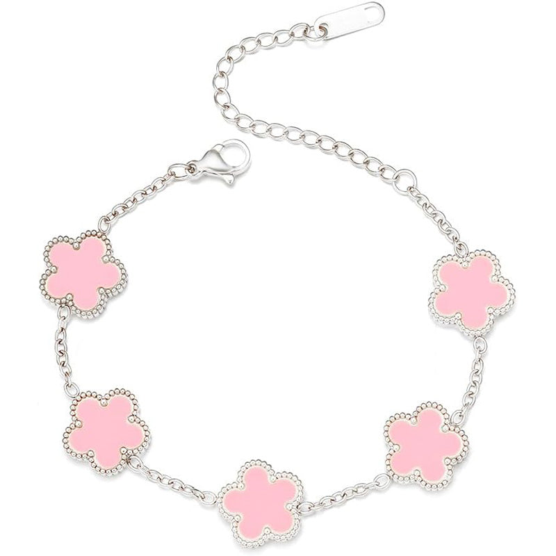 Elegant Double Sided Clover Bracelet 14K Gold Plated Stainless Steel Lucky Blac image 11
