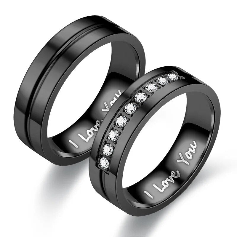 Fashion Women Men Titanium Steel Ring Classic Letter I Love You Rings Gold Colo image 6