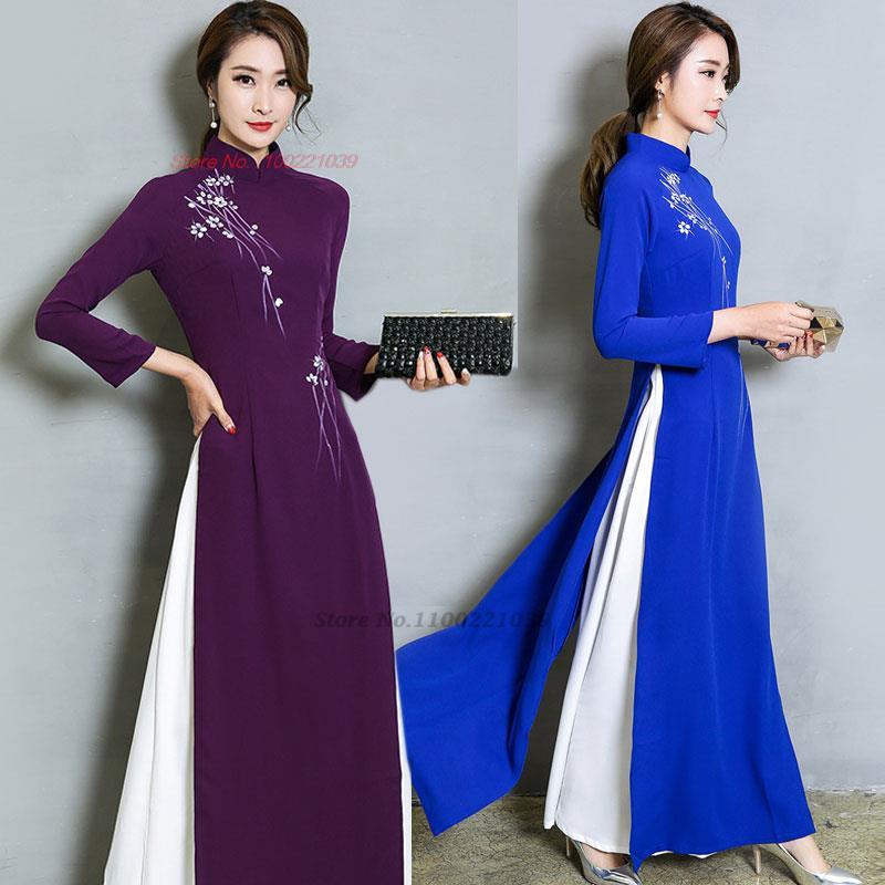 2024 ao dai vietnam traditional banquet dress flower print cheongsam oriental i image 1