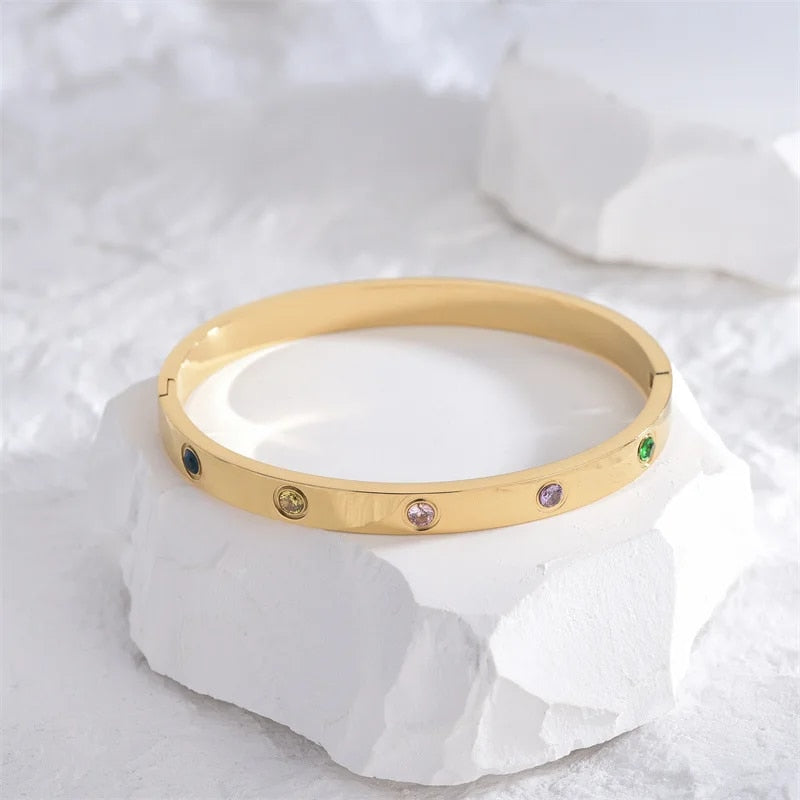 2023 New Design Gold Color Zircon And Cross Nut Nail Bracelet Gold & Bangle For image 13