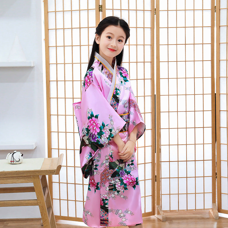 Girls Traditional Kimono Kids Original Ao Dai Yukata Wedding Dress Japanese Yuk image 4