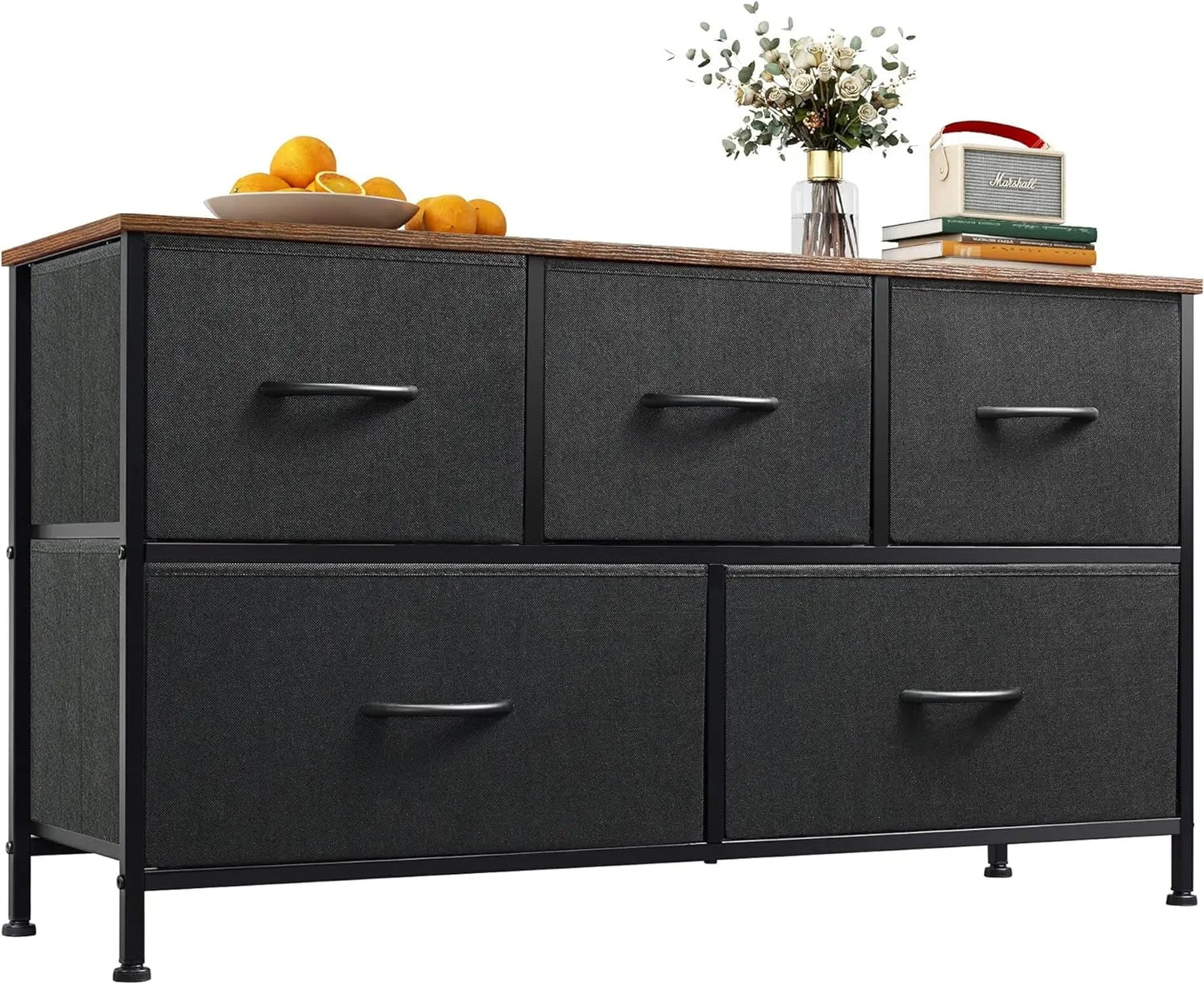 Bedroom with 5 Drawers, Wide Chest of Drawers, Fabric Dresser, Storage Organize image 8