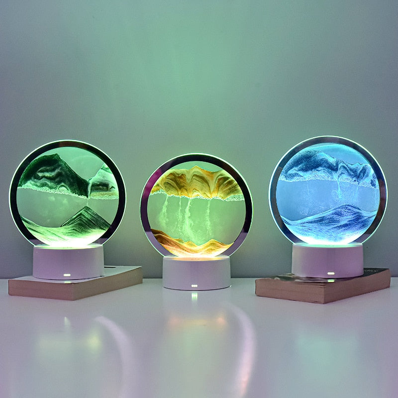 Sand Painting Table Lamp LED RGB Sandscape Lamp 3D Colorful Moving Sand image 7