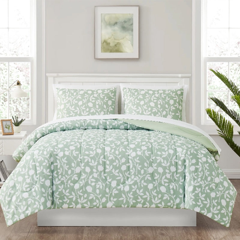 Mainstays Green Floral 7 Piece Bed in a Bag Comforter Bedding Set with Sheets image 0