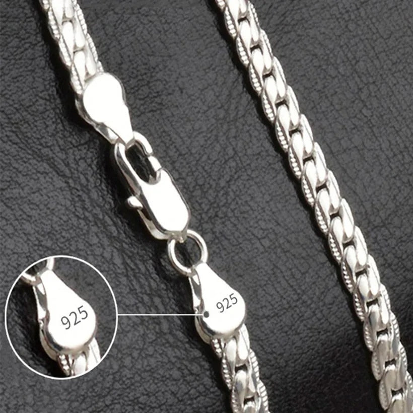 925 Sterling Silver 6MM 18K Gold Full Sideways Figaro Chain Necklace For Woman image 1