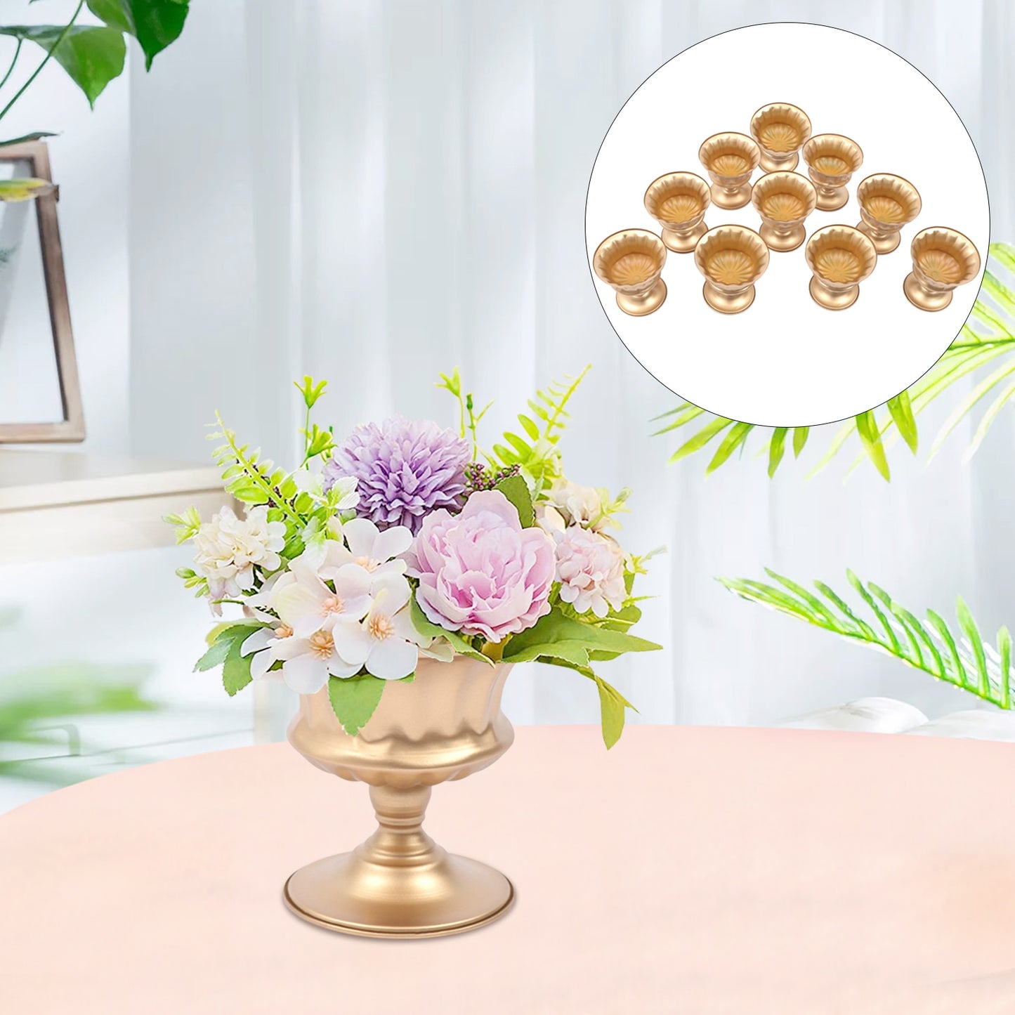 Metal Vase Table Decorative Flower Display Round Bowl Centrepiece Home Art Vase image 6