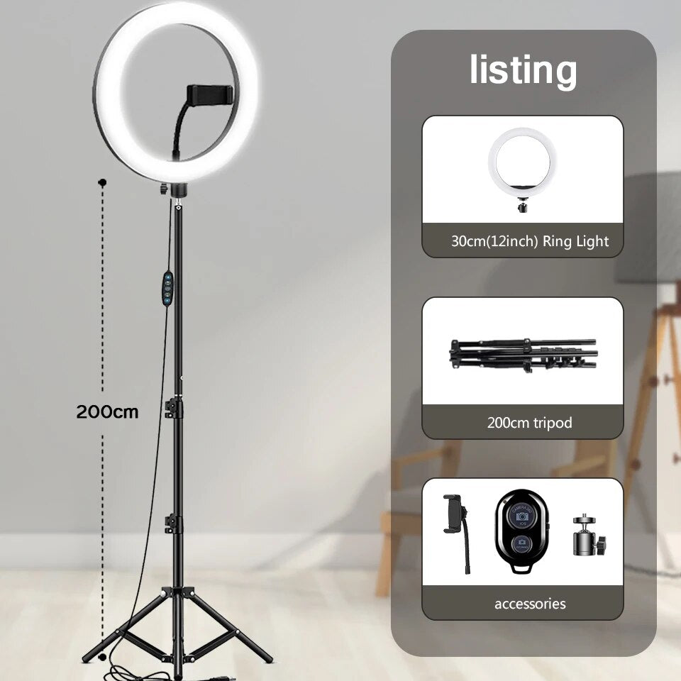 10" 26cm LED Selfie Ring Light Photography Video Light RingLight Phone Stand Tr image 4