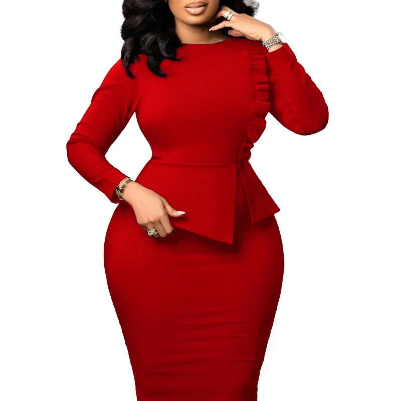 African Dresses for Women 2023 Spring Bodycon Midi Dress Daily Elegant High Wai image 3